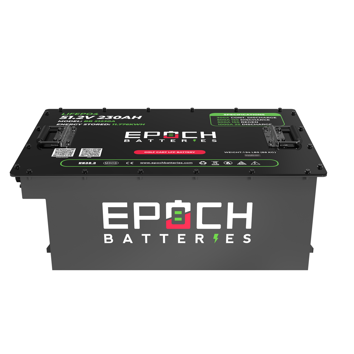 Epoch Batteries 48V 230Ah LiFePO4 Golf Cart Kit Bluetooth