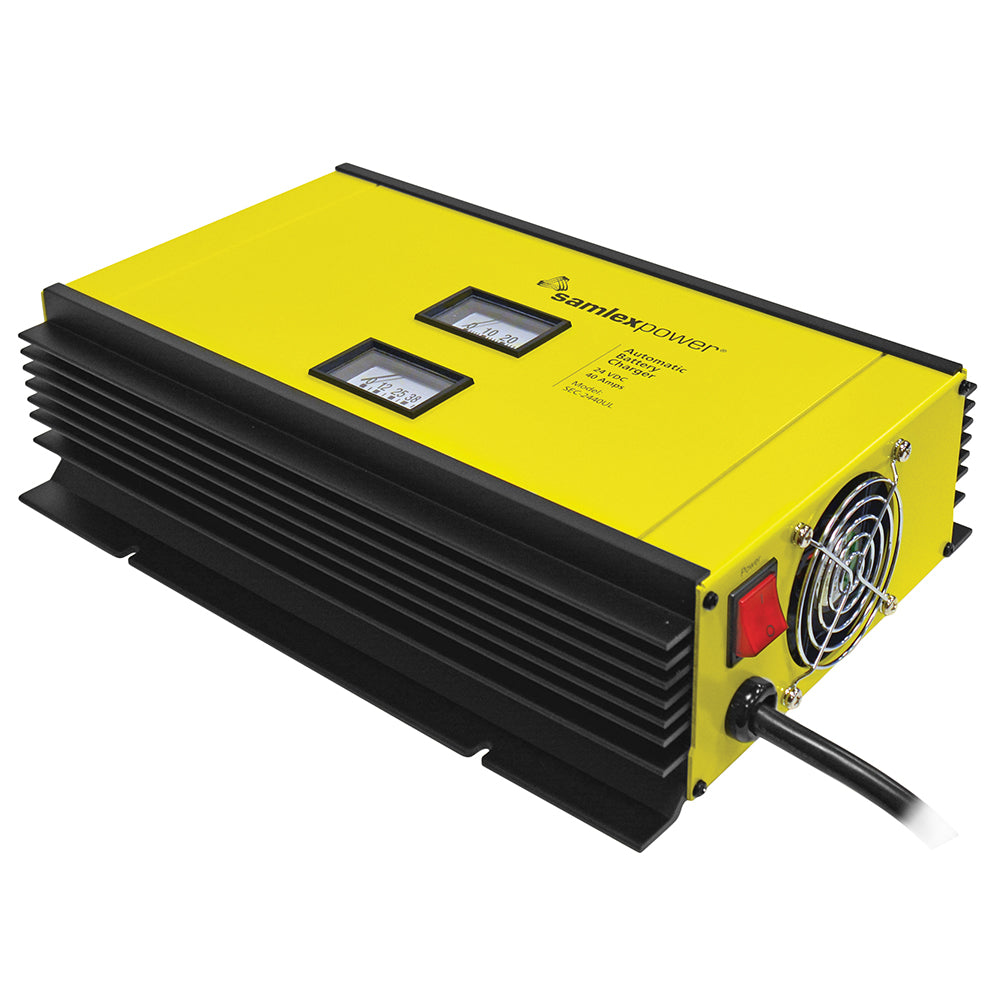 Samlex SEC-2440UL 24V 40A Battery Charger - 2-Bank, 3-Stage, AGM/Gel/Flooded, DIP Switch, Temp Sensor Included
