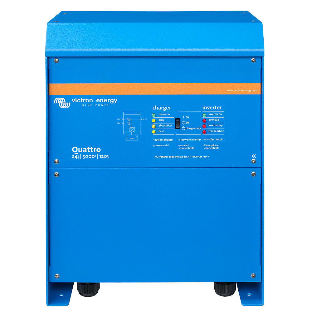 Victron Energy Quattro 24V 5000VA Inverter Charger (120V) - 120A Charger, Dual 100A Transfer Switch, VE.Bus, UL458 (QUA242503112)