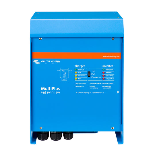 Victron Energy MultiPlus 24/3000/70-50 120V Pure Sine Wave Inverter Charger, 3000VA 2400W, 70A Charger, 50A Transfer, UL 1741 & UL 458, PMP242301102