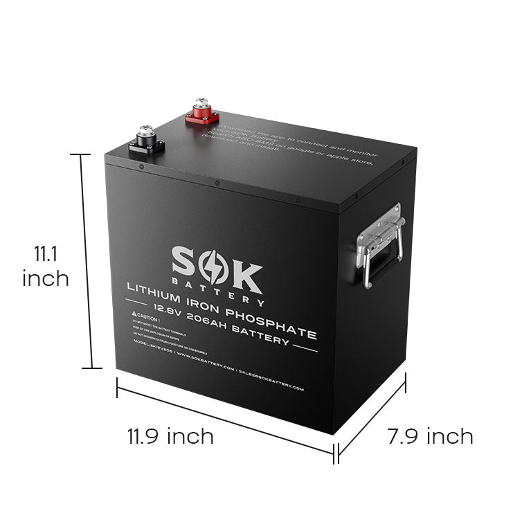 SOK SK12V206H 12V 206Ah Heated Bluetooth LiFePO4 Battery