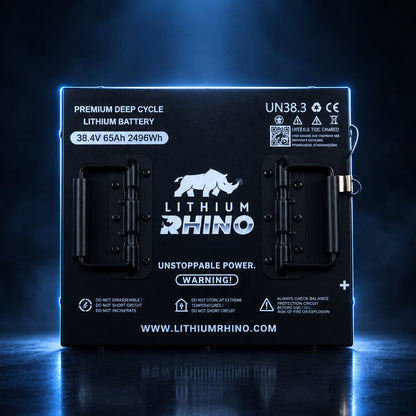 Lithium Rhino 36V 65Ah battery, top view