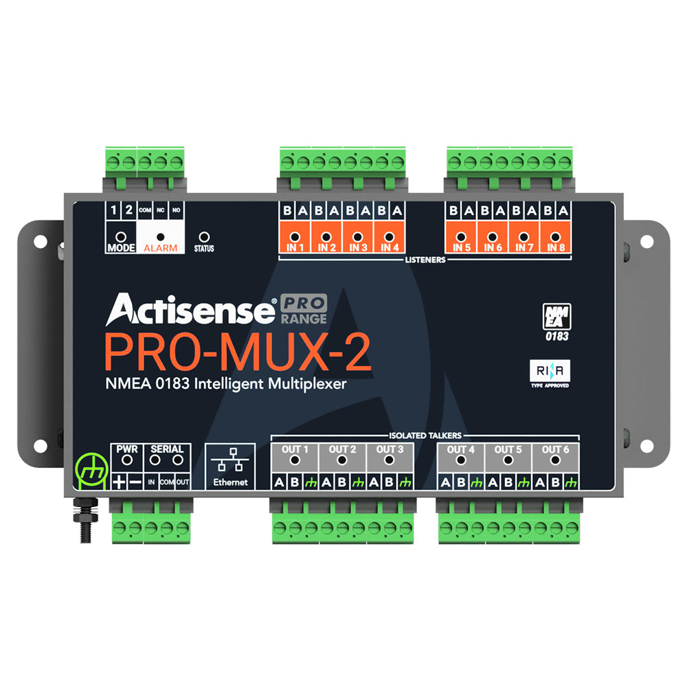 Actisense PRO-MUX-2 NMEA 0183 Multiplexer, 8 Isolated Inputs, 6 Outputs, Ethernet, 12V/24V, Stainless Steel