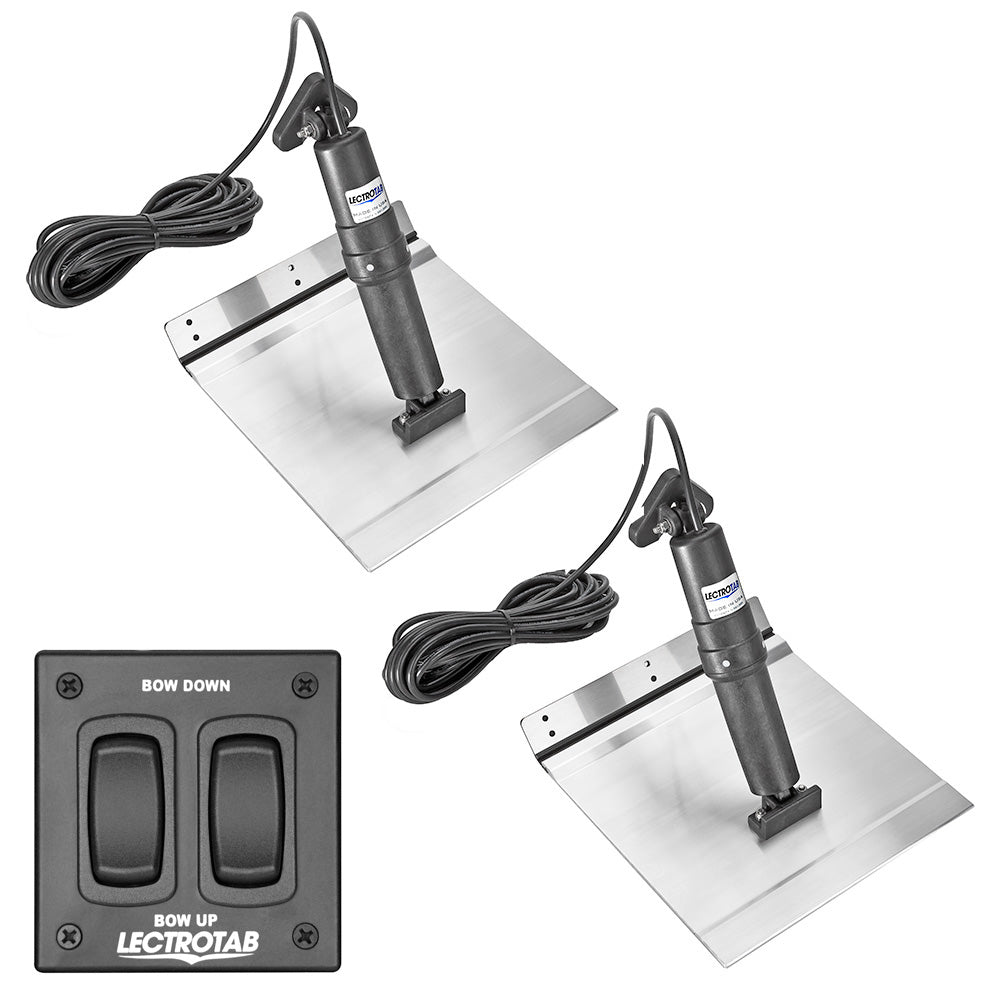 Lectrotab XKA Aluminum Electric Trim Tab Kit with Flat Rocker Switch, 12" x 12", 12V, Boats 18-32 ft, XKAF12X12A