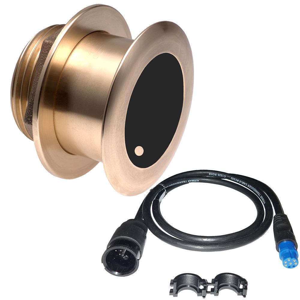 Airmar B175HW Bronze Thru-Hull Wide Beam CHIRP Transducer for Garmin, 20° Tilt, 1kW, 150-250 kHz, Depth & Temp, 8-Pin, B175C-20-HW-8G
