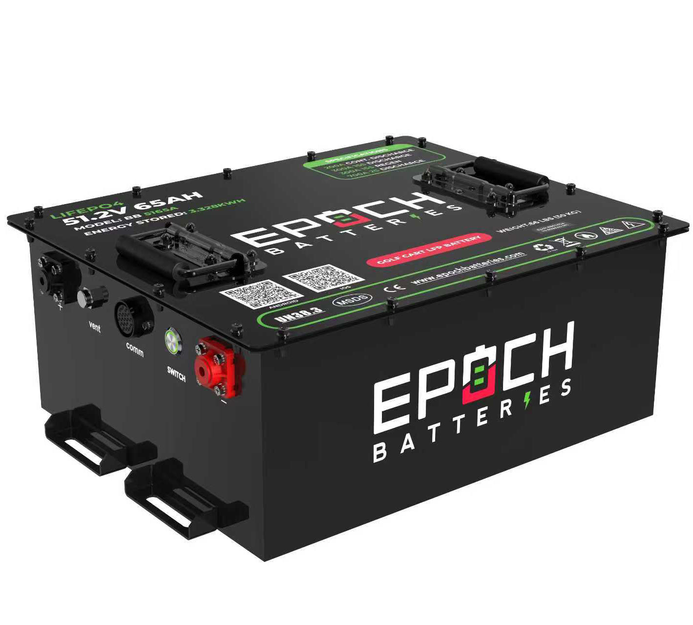 Epoch Batteries 48V 65Ah LiFePO4 Golf Cart Kit With Bluetooth
