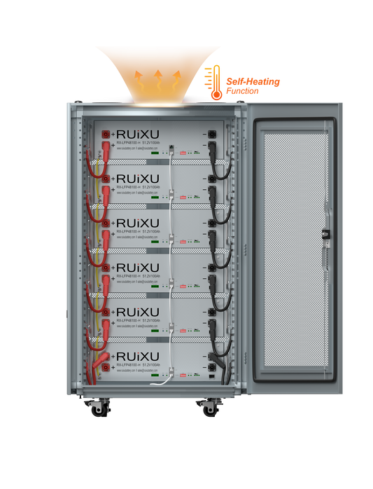 RUiXU 48V Self-Heating LiFePO4 Server Rack Battery Kits – 15.36kWh to 30.72kWh