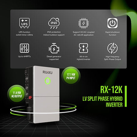 RUiXU RX-12K 12kW 48V Split-Phase Hybrid Solar Inverter