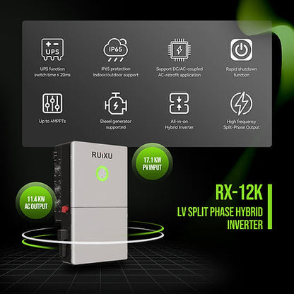RUiXU RX-12K 12kW 48V Split-Phase Hybrid Solar Inverter
