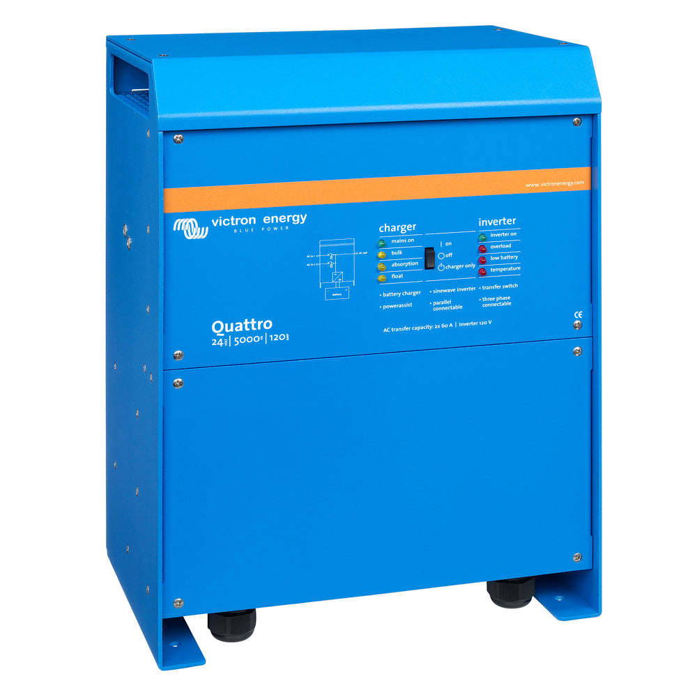 Victron Energy Quattro 24/5000/120-100/100 120V Inverter Charger, 5000VA 4000W, 120A Charger, Dual 100A AC Inputs, QUA245023110