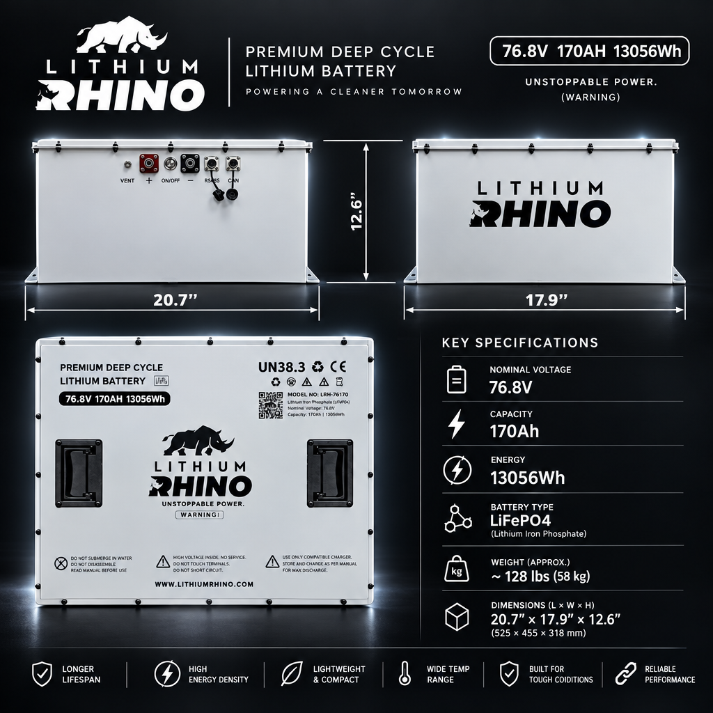 Lithium Rhino 76V 170Ah spec sheet