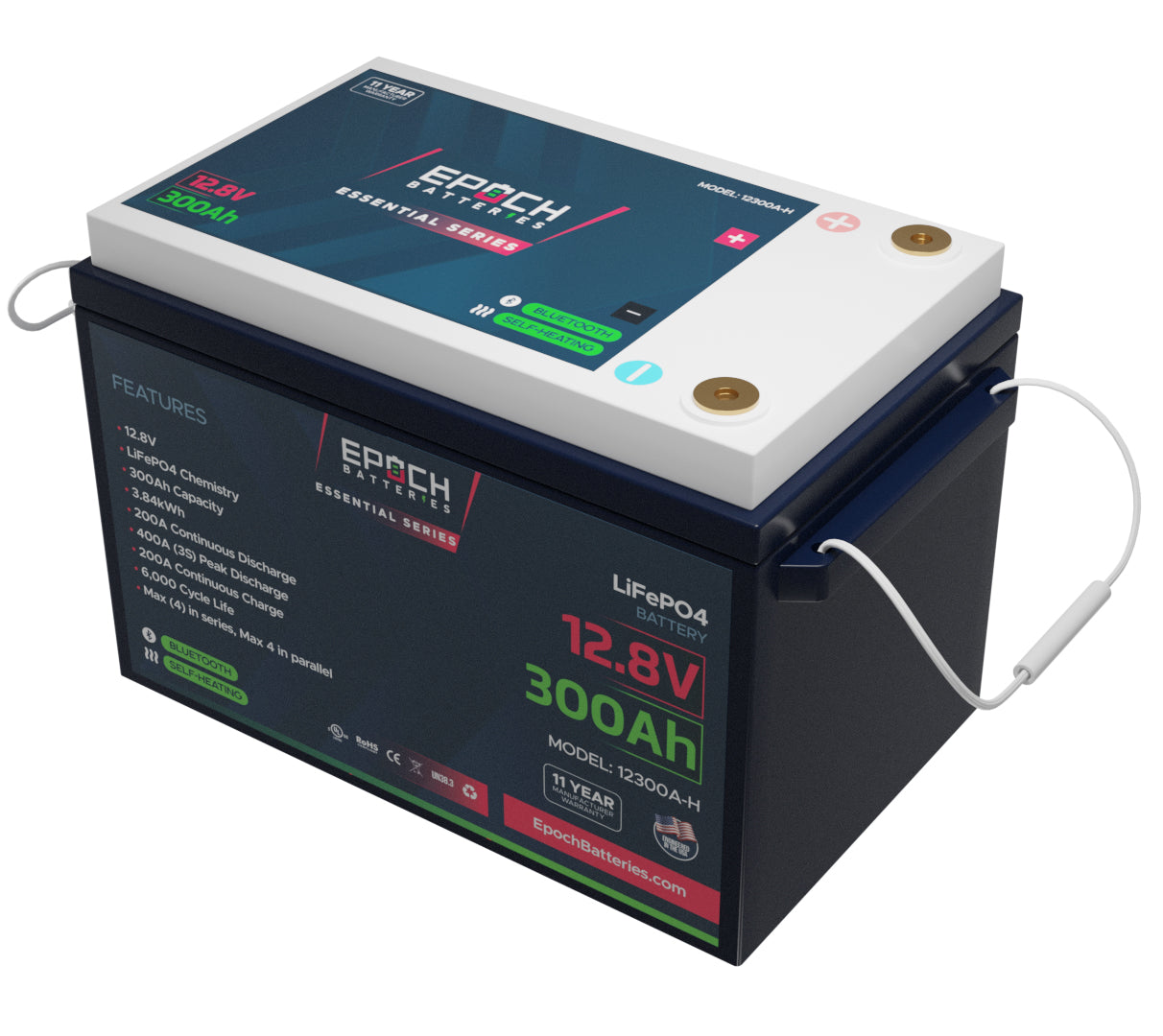 Epoch Batteries 12V 300Ah Heated LiFePO4 Deep Cycle Battery