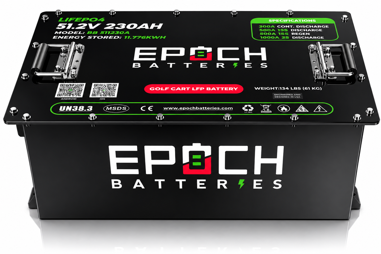 Epoch Batteries 48V 230Ah LiFePO4 Golf Cart Kit Bluetooth