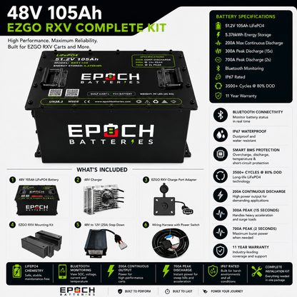 Epoch Batteries 48V 105Ah LiFePO4 Golf Cart Kit With Bluetooth