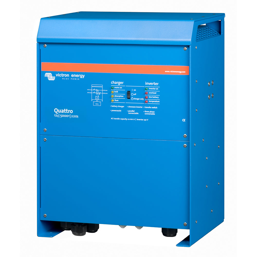 Victron Energy Quattro 12V 5000W Inverter Charger - 200A Charger, 50A Transfer Switch, 2 AC Inputs, PowerAssist (QUA125021100)