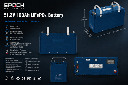 Epoch 48V 100Ah V2-T Elite LiFePO4 battery specifications