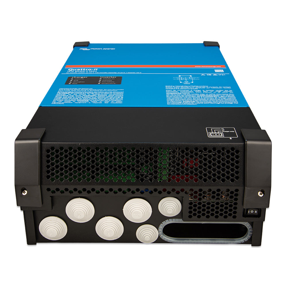 Victron Quattro-II 24V 3000VA 70A Inverter Charger 120/240V Split Phase Dual AC Input | QUA242305130