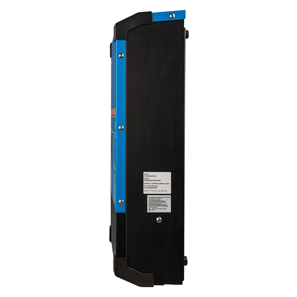 Victron Quattro-II 12V 3000VA 120A Inverter Charger 120/240V Split Phase Dual AC Input | QUA122305130
