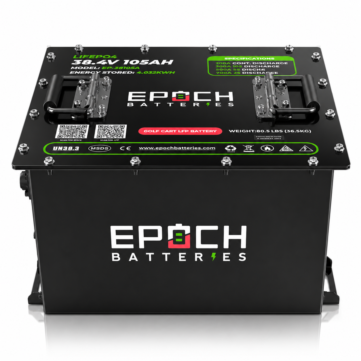 Epoch Batteries 36V 105Ah LiFePO4 Golf Cart Battery Kit With Bluetooth