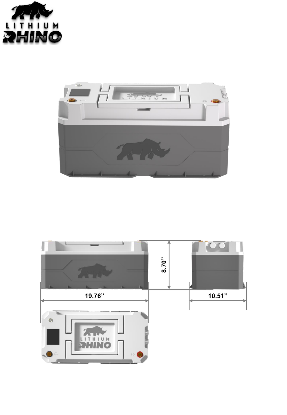 Lithium Rhino 36V 120Ah marine battery spec graphic