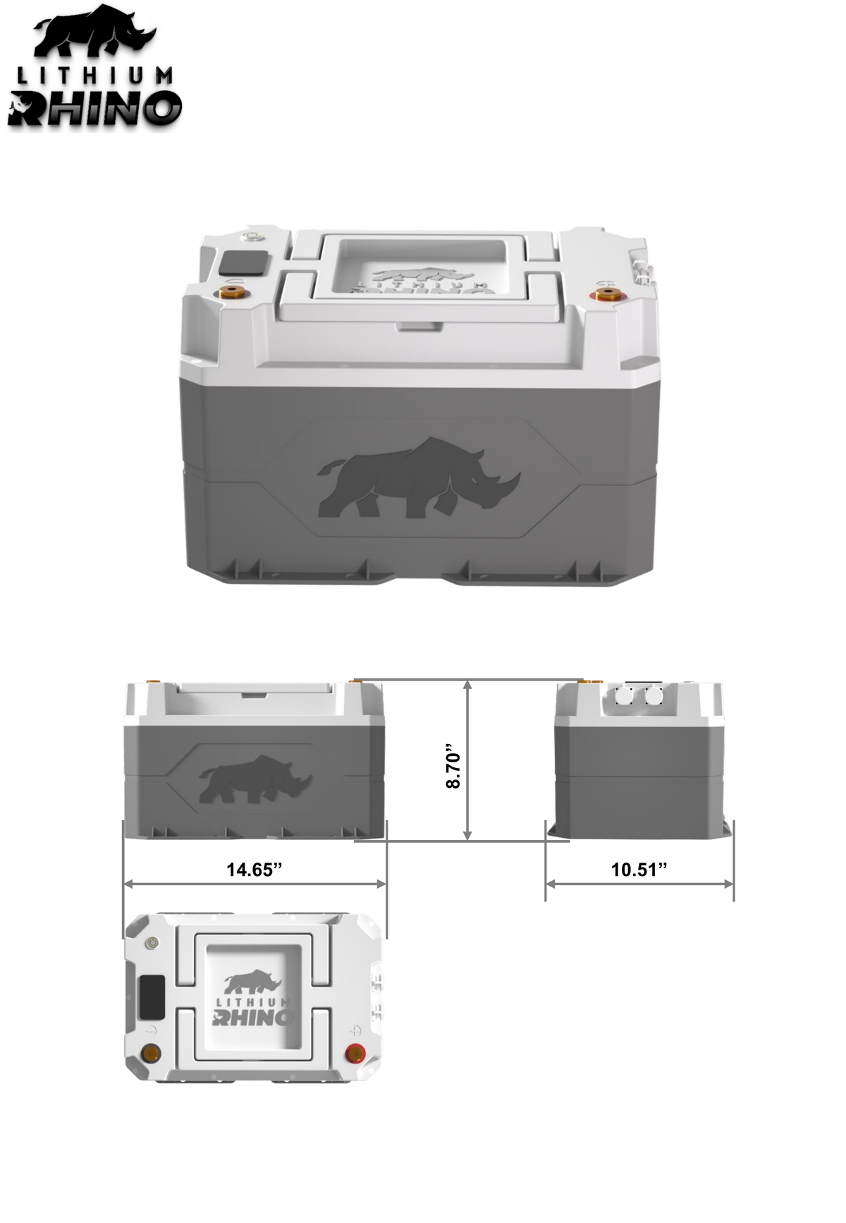 Lithium Rhino 36V 65Ah marine battery spec graphic