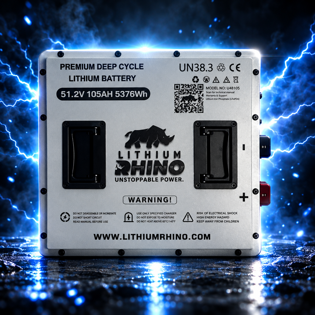 Lithium Rhino 48V 105Ah CUBE battery, top view