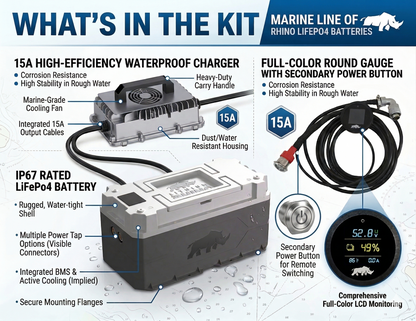 Lithium Rhino marine battery conversion kit contents