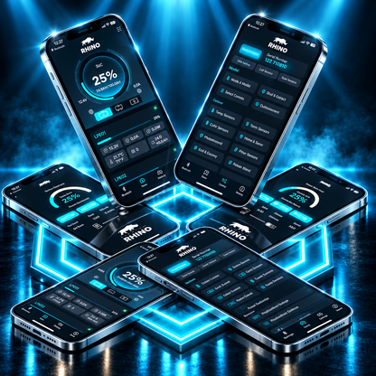 Lithium Rhino Bluetooth app screens