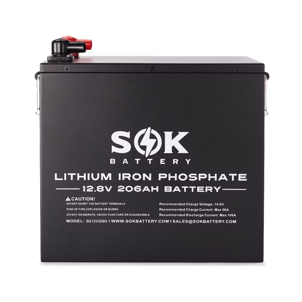 SOK 12V 206Ah LiFePO4 Battery | Bluetooth | Built-In Heater | 3000-8000 Cycles