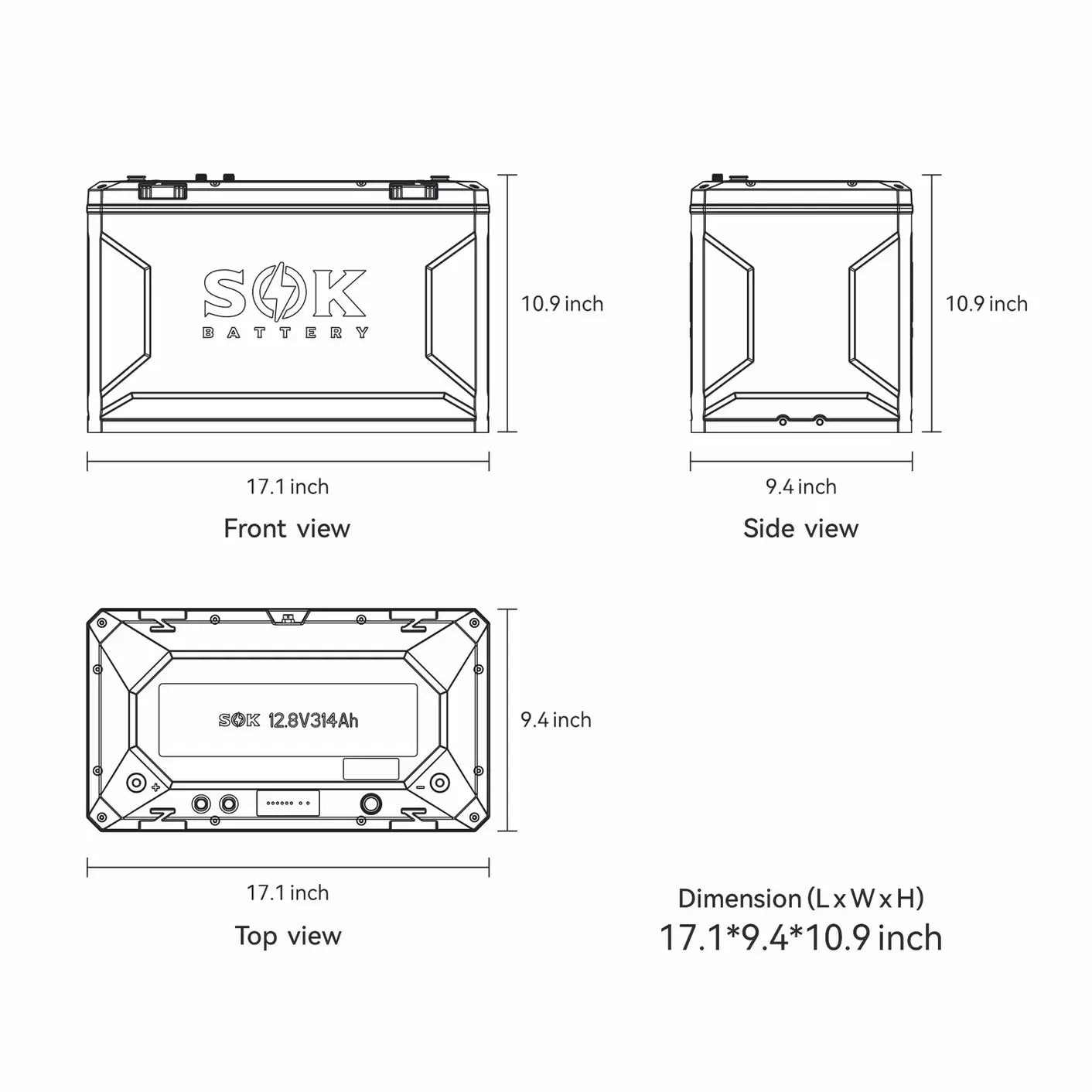 SOK 12V 314Ah LiFePO4 Battery | Bluetooth | Heated | Victron CAN | IP67 Waterproof