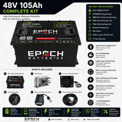 Epoch Batteries 48V 105Ah LiFePO4 Golf Cart Kit With Bluetooth