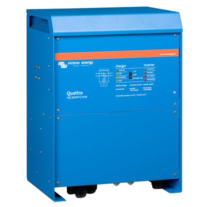 Victron Energy Quattro 12V 5000W Inverter Charger - 200A Charger, 50A Transfer Switch, 2 AC Inputs, PowerAssist (QUA125021100)