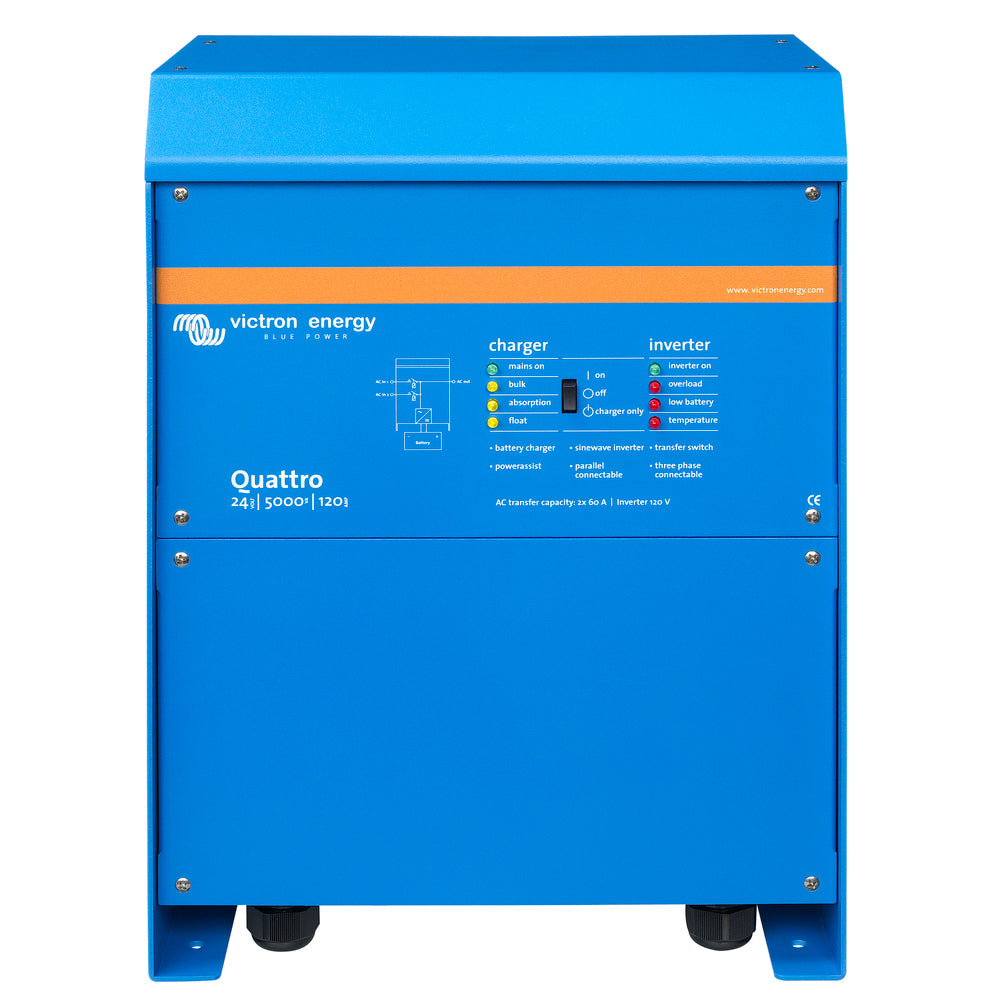 Victron Energy Quattro 24/5000/120-100/100 120V Inverter Charger, 5000VA 4000W, 120A Charger, Dual 100A AC Inputs, QUA245023110