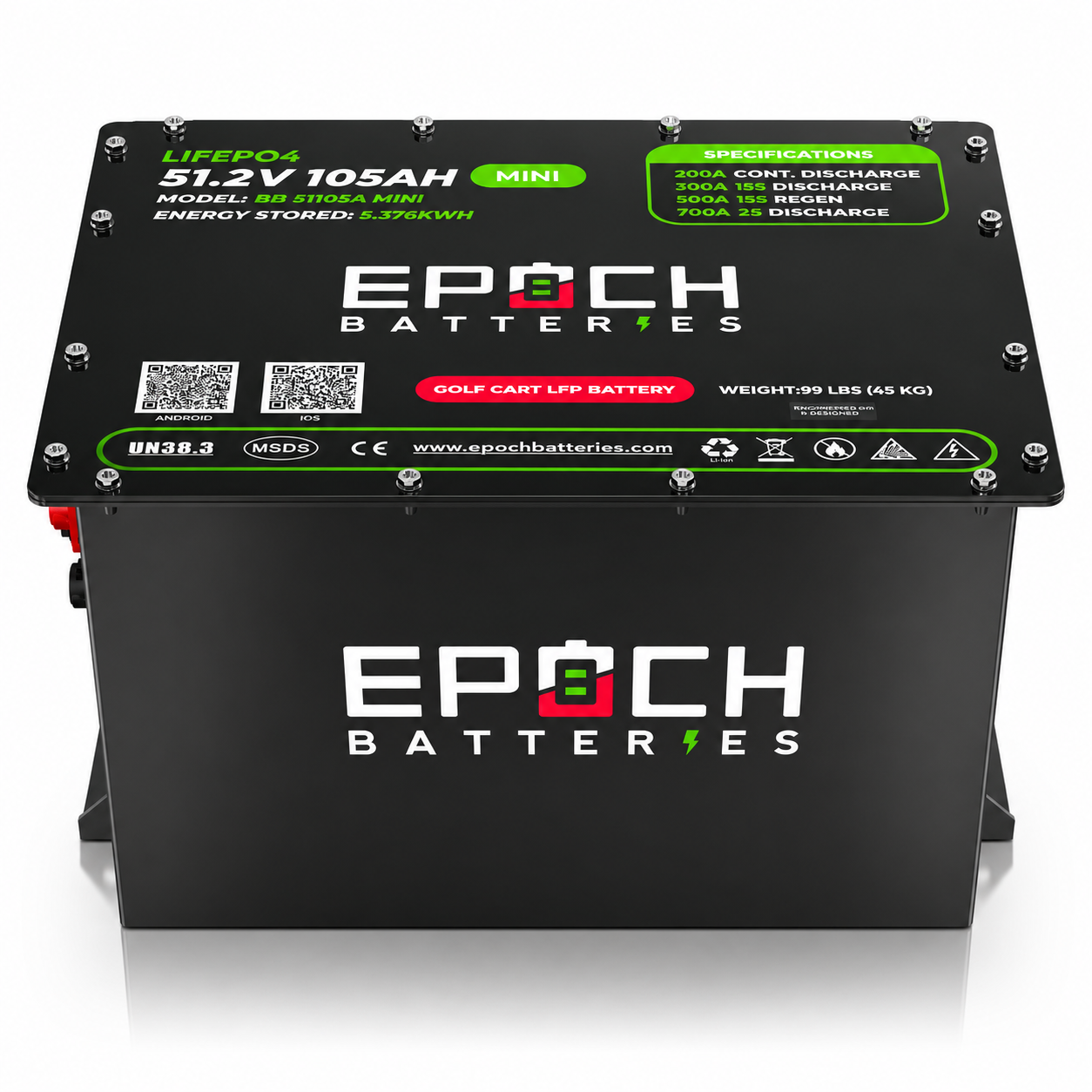 Epoch Batteries 48V 105Ah MINI LiFePO4 Golf Cart Kit Bluetooth