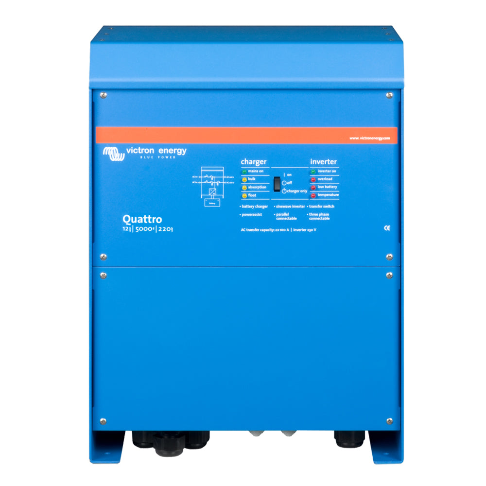Victron Energy Quattro 12V 5000W Inverter Charger - 200A Charger, 50A Transfer Switch, 2 AC Inputs, PowerAssist (QUA125021100)