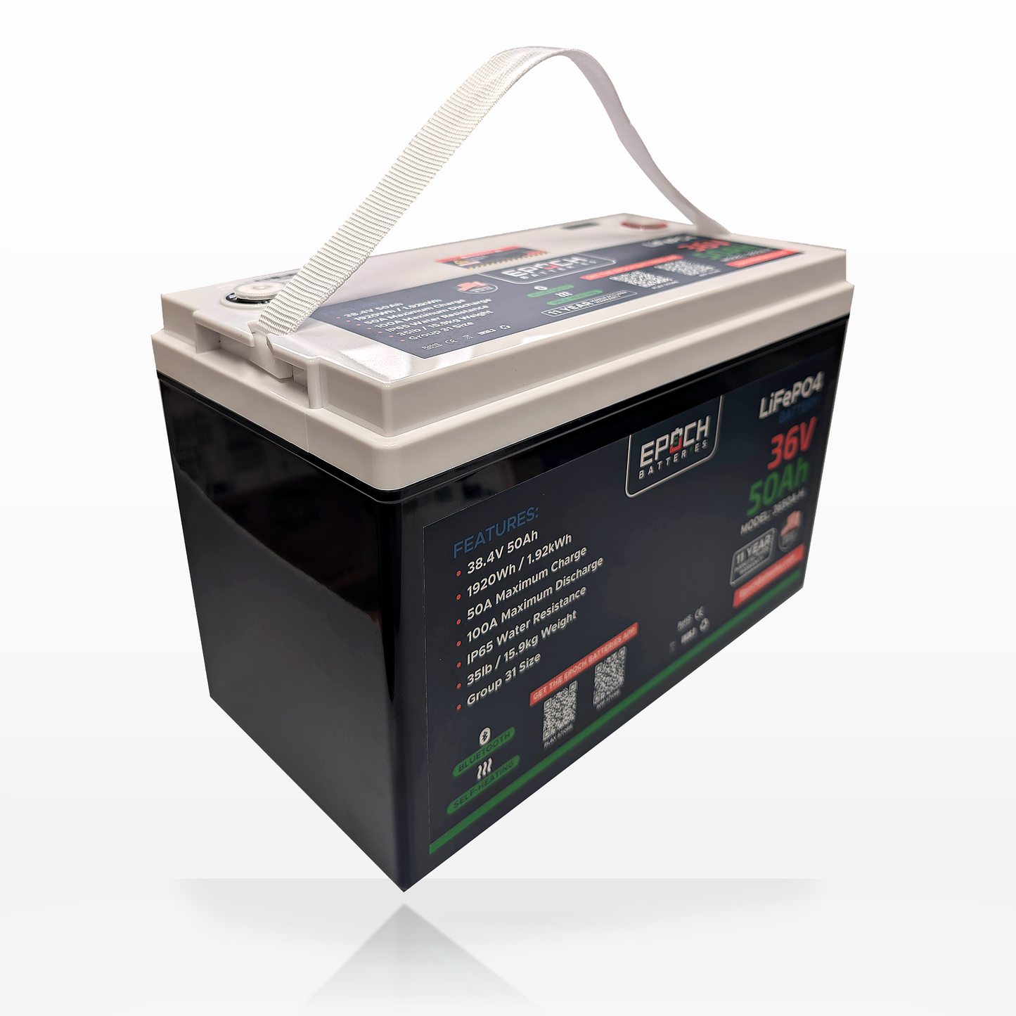 Epoch Batteries 36V 50Ah Heated LiFePO4 Battery With Bluetooth