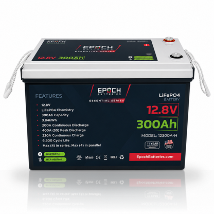 Epoch Batteries 12V 300Ah Heated LiFePO4 Deep Cycle Battery