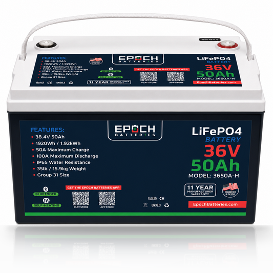 Epoch Batteries 36V 50Ah Heated LiFePO4 Battery With Bluetooth