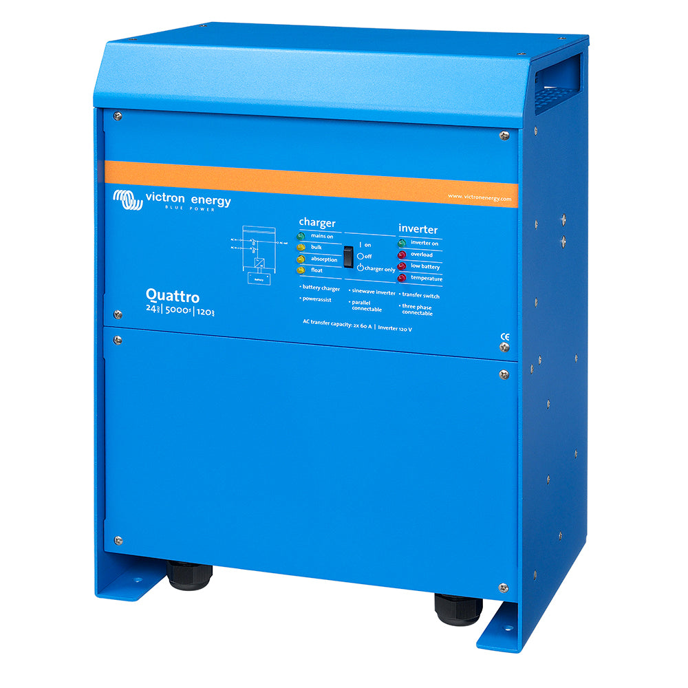 Victron Energy Quattro 24/5000/120-100/100 120V Inverter Charger, 5000VA 4000W, 120A Charger, Dual 100A AC Inputs, QUA245023110