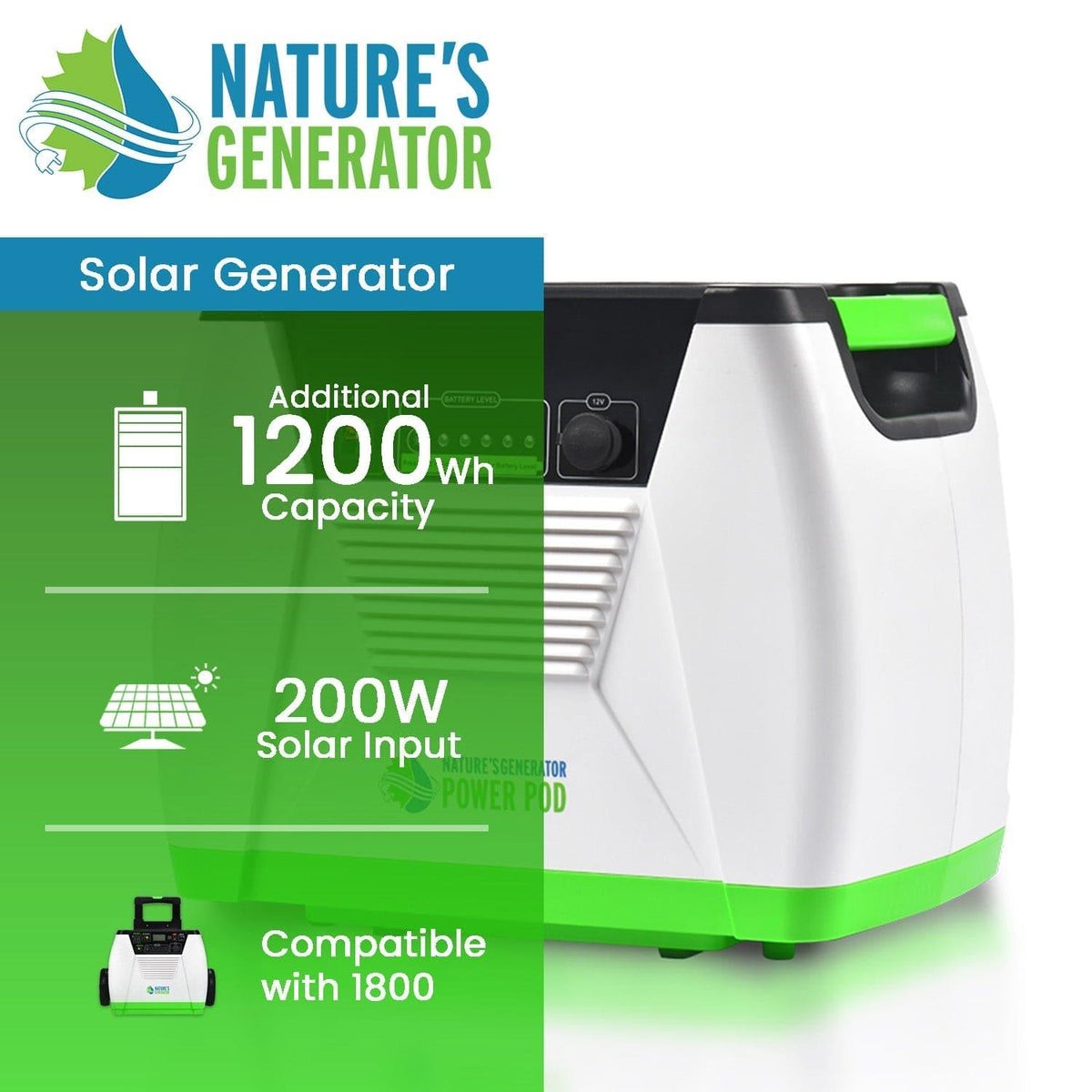 Nature's Generator 1800W 1200Wh AGM Power Pod Expansion Battery