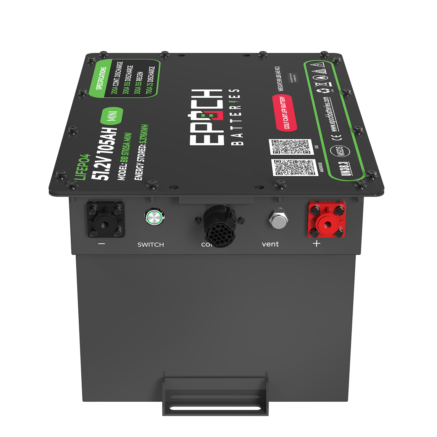 Epoch Batteries 48V 105Ah MINI LiFePO4 Golf Cart Kit Bluetooth