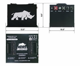 Lithium Rhino 36V 65Ah battery dimensions