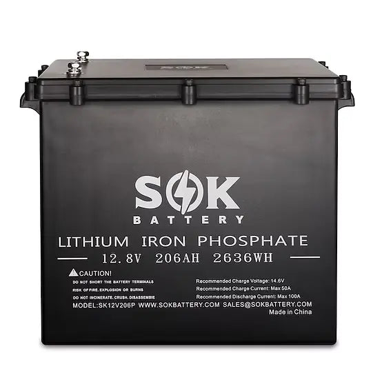 SOK 12V 206Ah Marine Grade LiFePO4 Battery | Heated | 3000-8000 Cycles