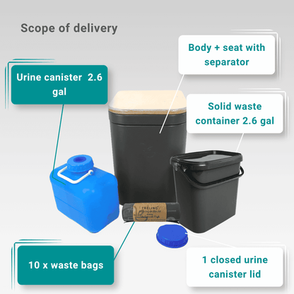 Trelino Origin L Large Portable Composting Toilet with Wooden Lid