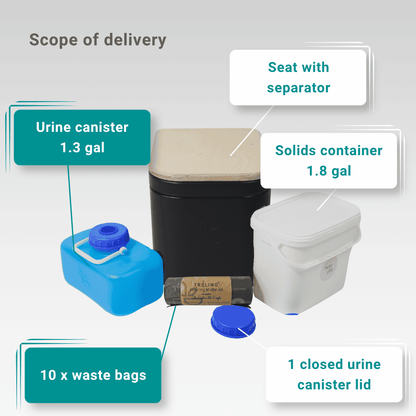 Trelino Origin M Portable Composting Toilet with Wooden Lid